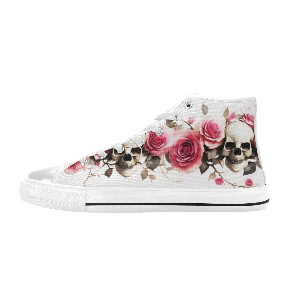 WOMEN'S Skulls Roses Deluxe 14 High Top Canvas Aesthetic Custom Shoes