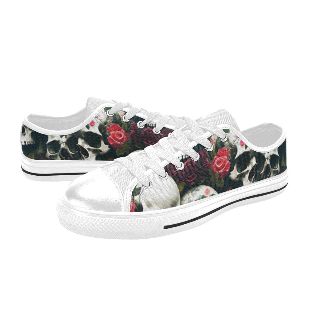 WOMEN'S Rose Skulls Dark 5 Canvas Y2K Sneakers