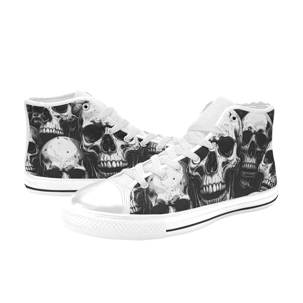MEN'S Aggressive Comic Skull Black High Top Canvas Aesthetic Custom Sneakers