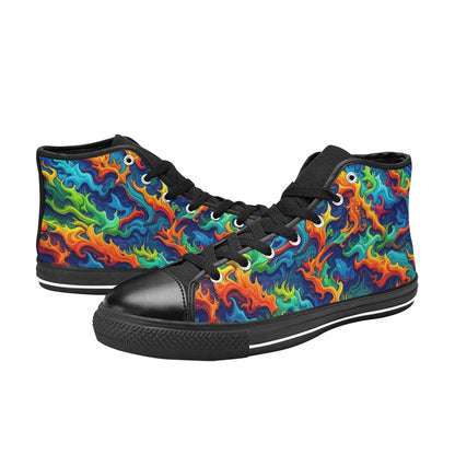WOMEN'S Psychedelic Camo Rhythm High Top Canvas Neon Fantasy Custom Sneakers