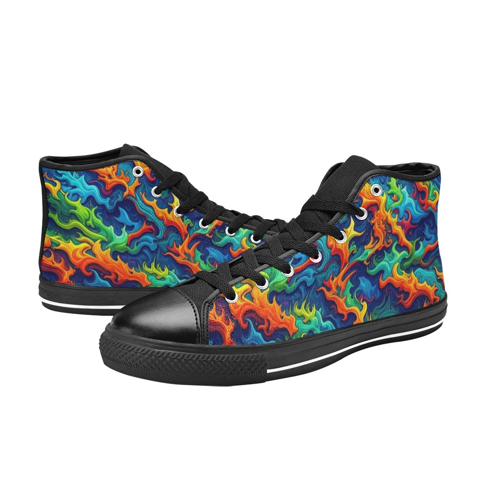 KIDS' Psychedelic Camo Rhythm High Top Canvas Dreamcore Custom Sneakers