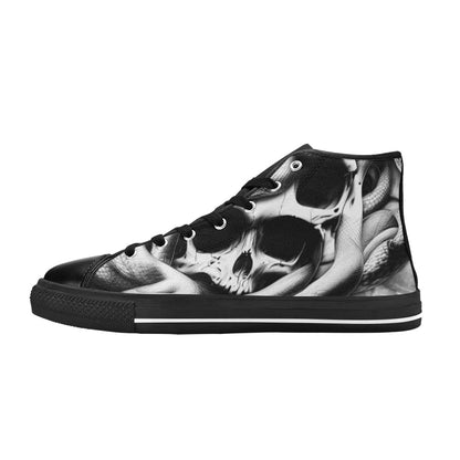 WOMEN'S Cc Snake Skull Art High Top Canvas Grunge Custom Sneakers