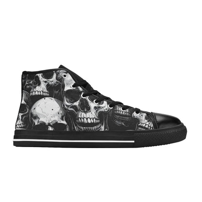 MEN'S Aggressive Comic Skull Black High Top Canvas Neon Fantasy Custom Sneakers
