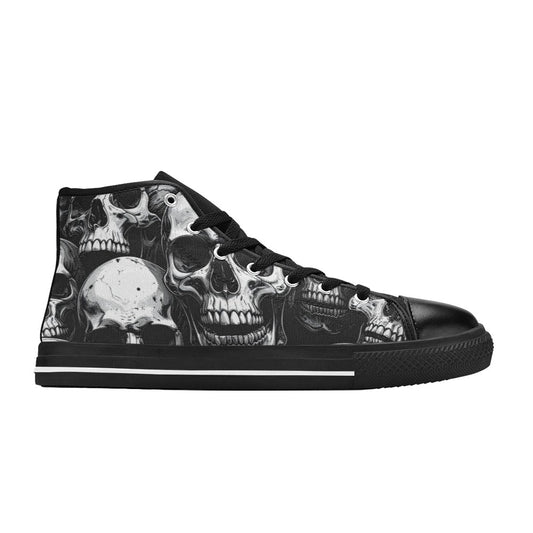 MEN'S Aggressive Comic Skull Black High Top Canvas Neon Fantasy Custom Sneakers