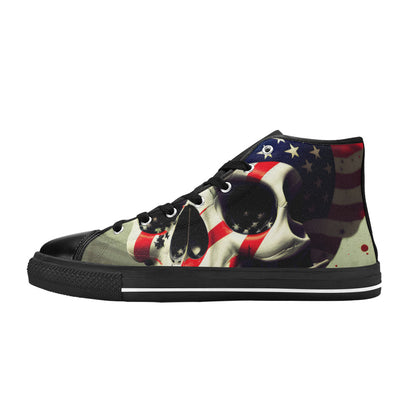 WOMEN'S Patriotic Skull Flag High Top Canvas Dreamcore Custom Shoes