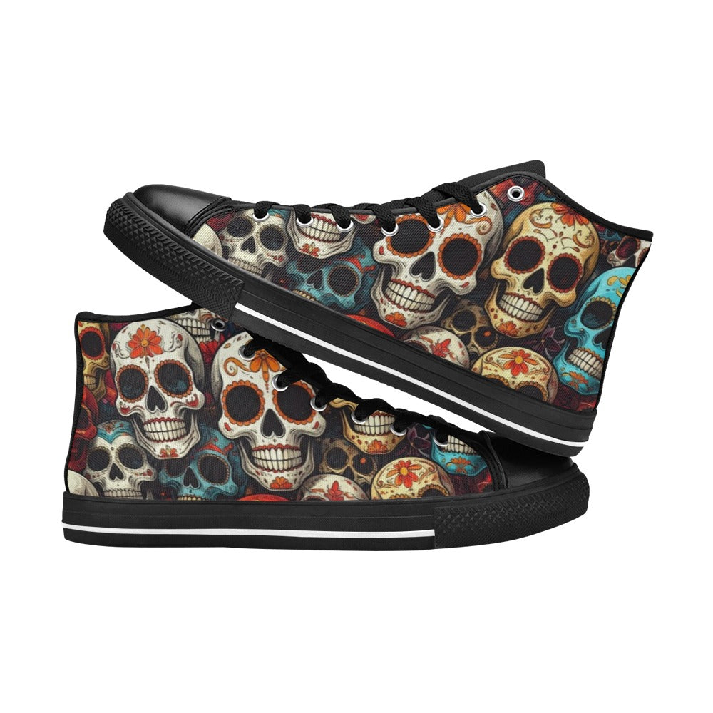 WOMEN'S Aggressive Comic Sugar Skull High Top Canvas Aesthetic Sneakers