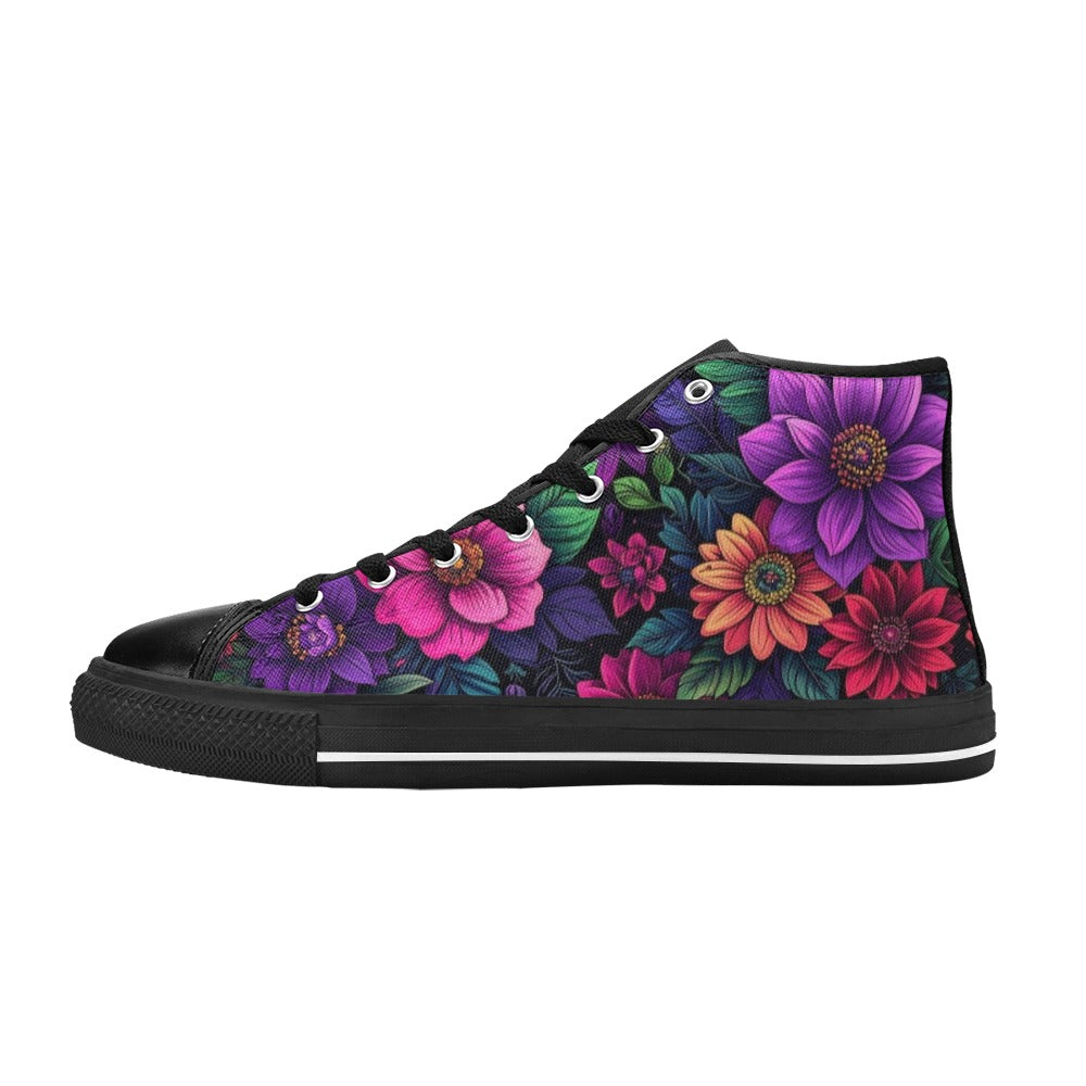 WOMEN'S Trippy Floral Chaos High Top Canvas Y2K Custom Sneakers