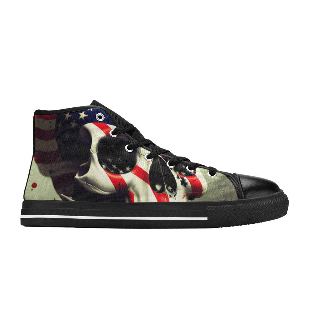 MEN'S Patriotic Skull Flag Men’S High Top Canvas Vivid Shoes