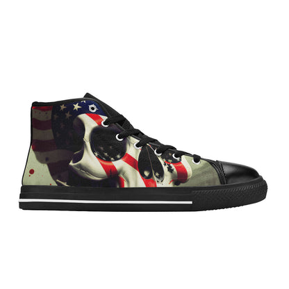 MEN'S Patriotic Skull Flag Men’S High Top Canvas Vivid Shoes