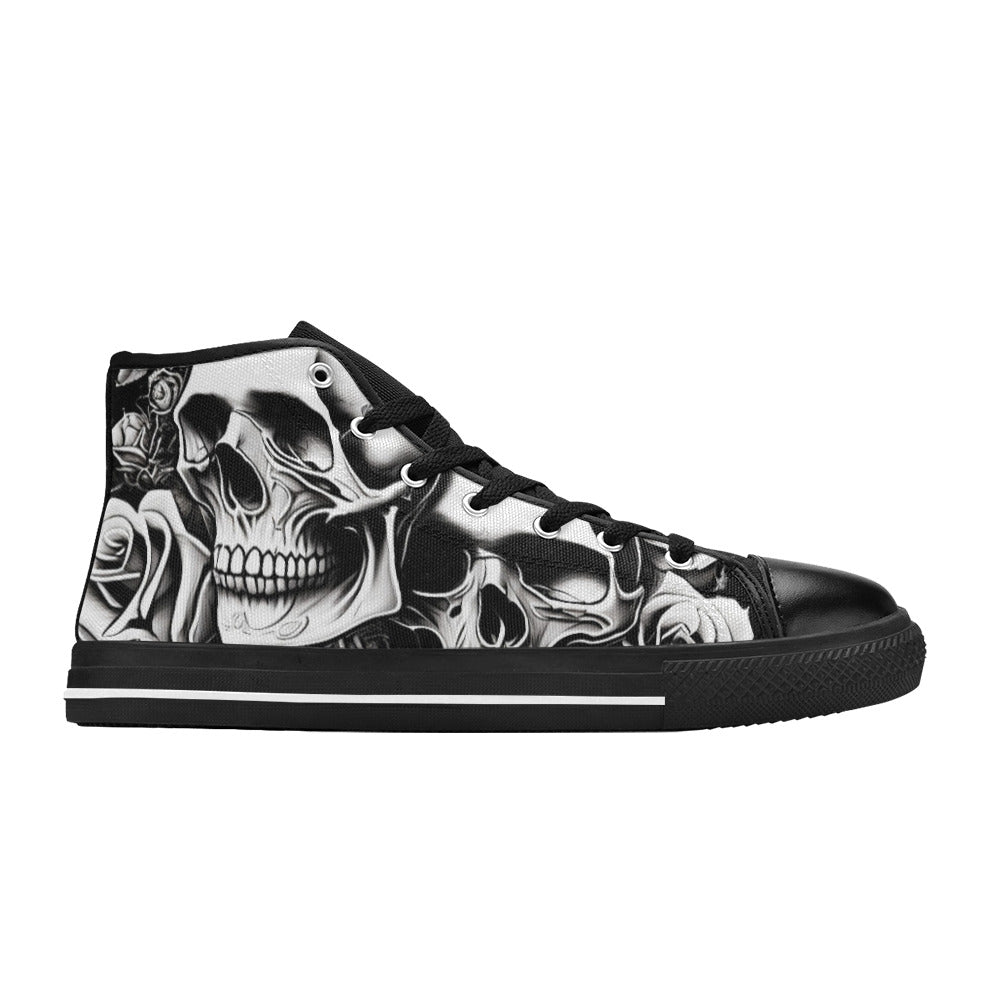 MEN'S Cartoon Style Skulls Roses High Top Canvas Dark Academia Custom Sneakers