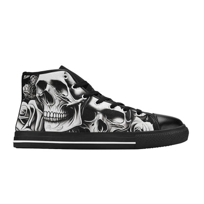 MEN'S Cartoon Style Skulls Roses High Top Canvas Dark Academia Custom Sneakers