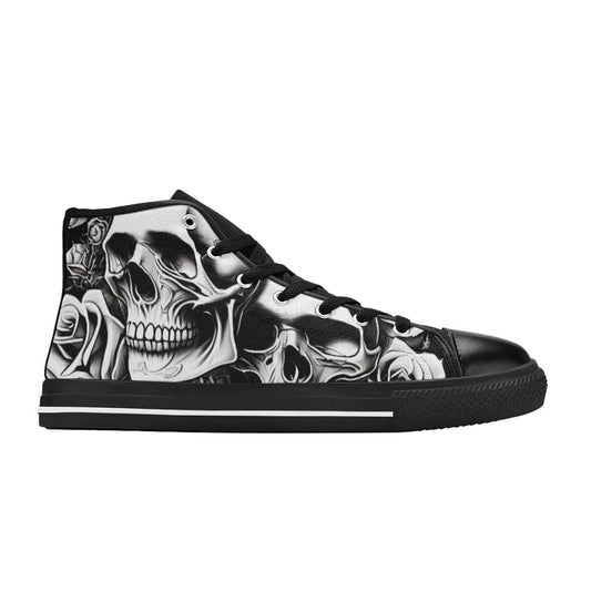 MEN'S Cartoon Style Skulls Roses High Top Canvas Dark Academia Custom Sneakers