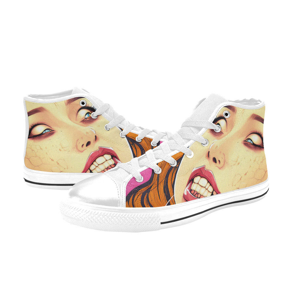 MEN'S Cc Retro Woman Face High Top Canvas Cottagecore Custom Sneakers