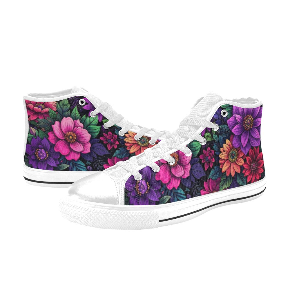 MEN'S Trippy Floral Chaos High Top Canvas Wallpaper Art Custom Shoes