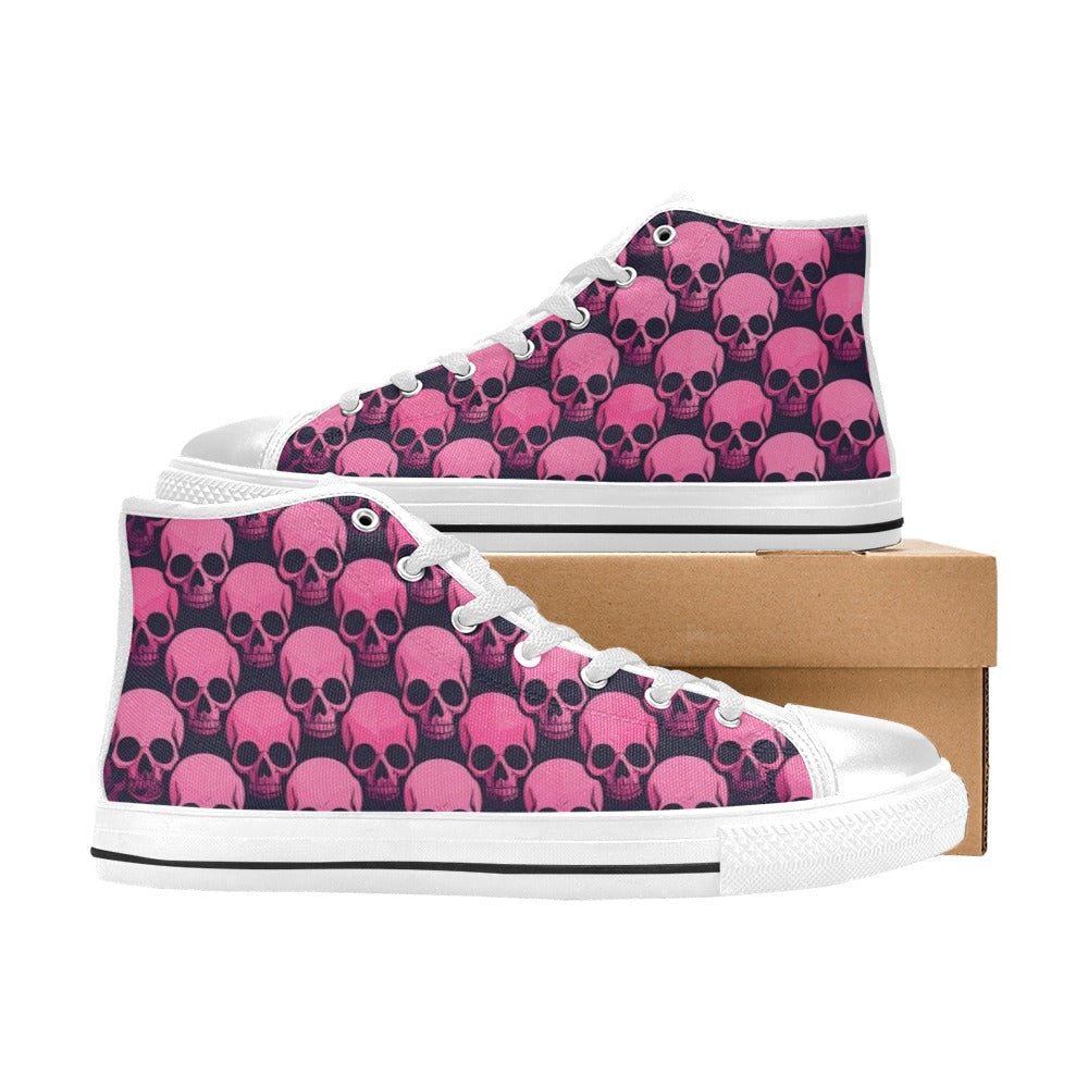 WOMEN'S Skull Underground Comix Black High Top Canvas Grunge Custom Sneakers