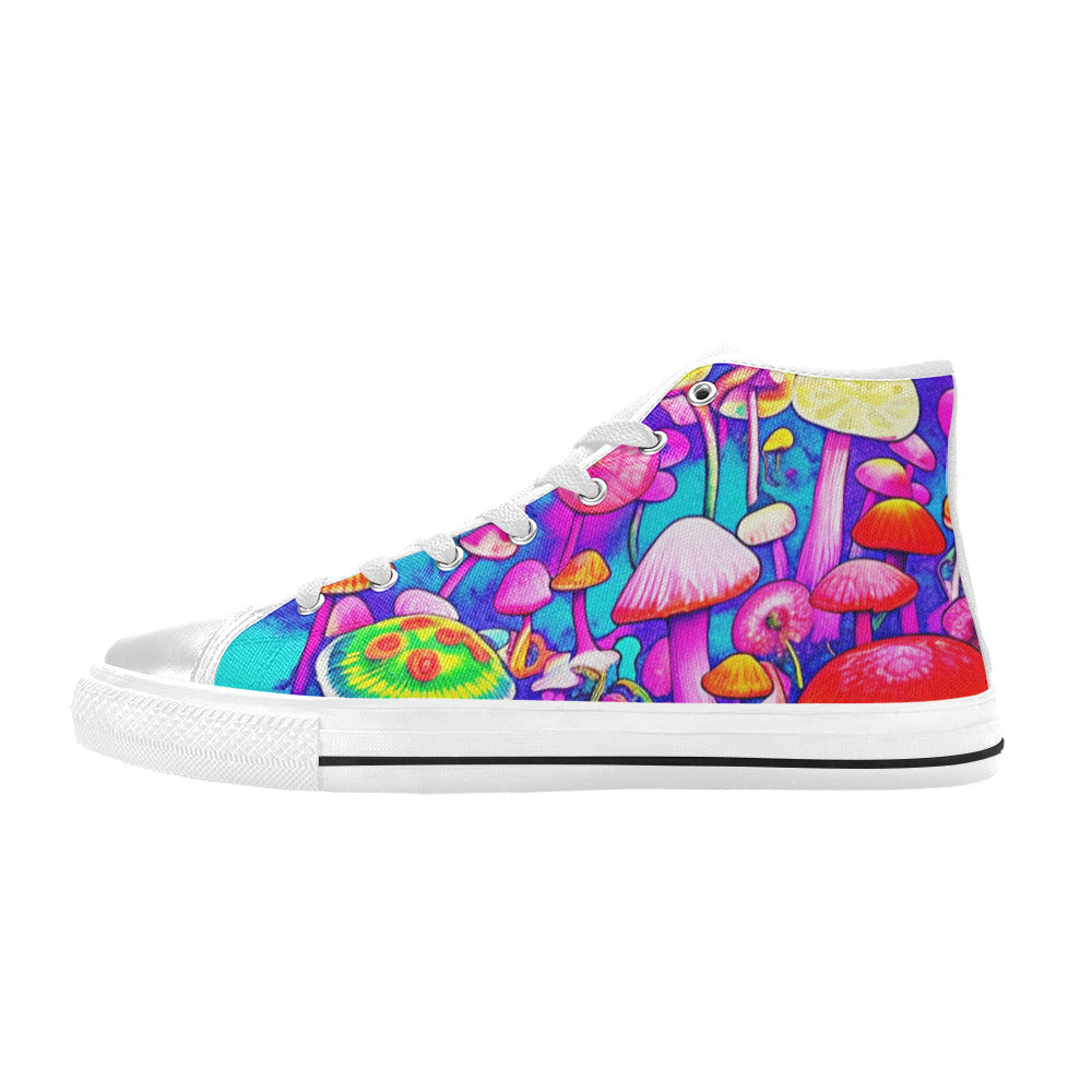 MEN'S Colorful Mushrooms Art Vibes High Top Canvas Wallpaper Art Shoes