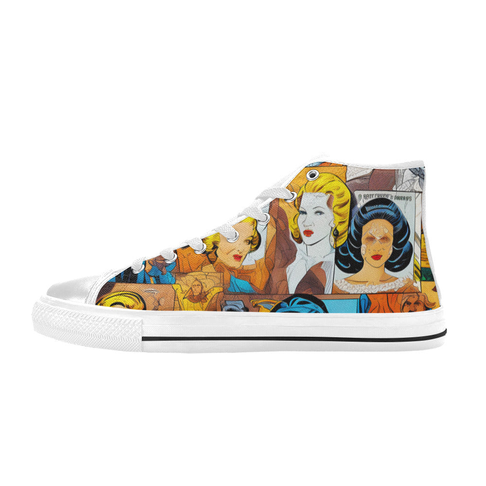 WOMEN'S Cc Pop Art High Top Canvas Surreal Shoes