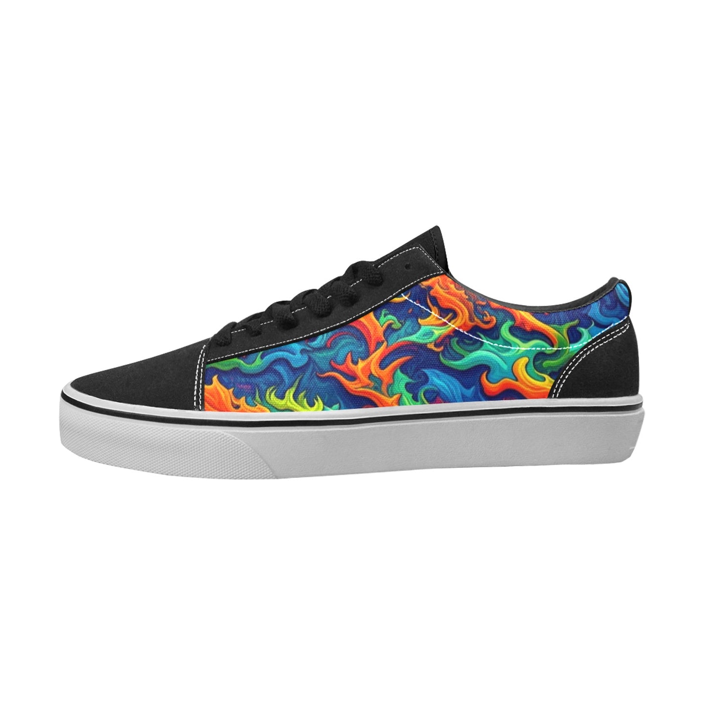 WOMEN'S Psychedelic Camo Rhythm Low Top Skateboarding Cottagecore Custom Shoes