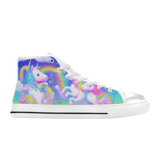 WOMEN'S Unicorns Art High Top Canvas Neon Fantasy Custom Shoes