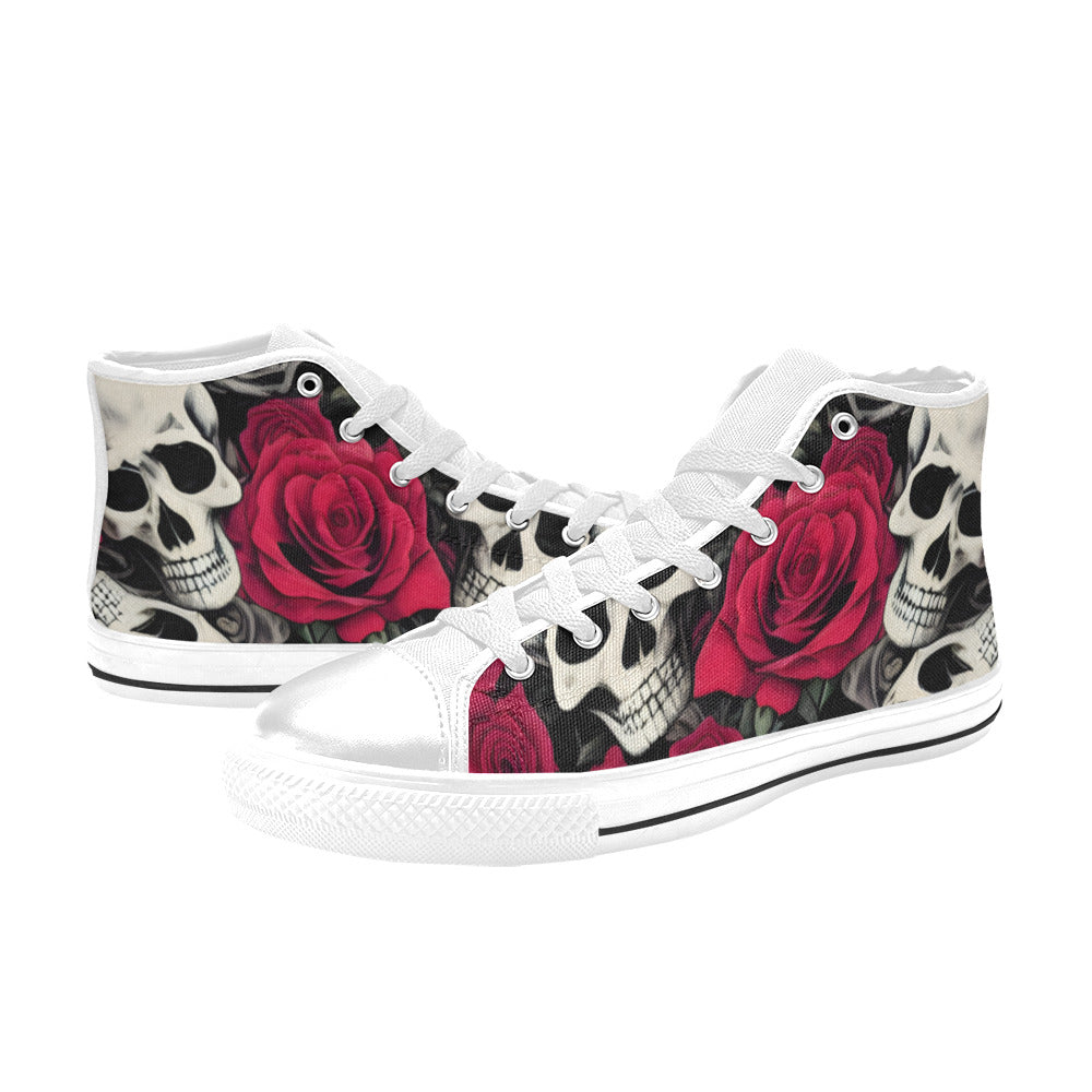 WOMEN'S Cc Skulls Roses 2 High Top Canvas Dreamcore Shoes