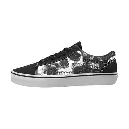 WOMEN'S Aggressive Comic Skull Black Low Top Skateboarding Vibrant Chaos Shoes