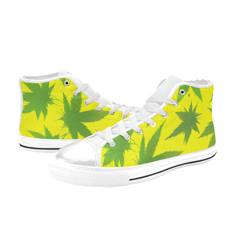 WOMEN'S Cc Weed Art High Top Canvas Grunge Custom Shoes
