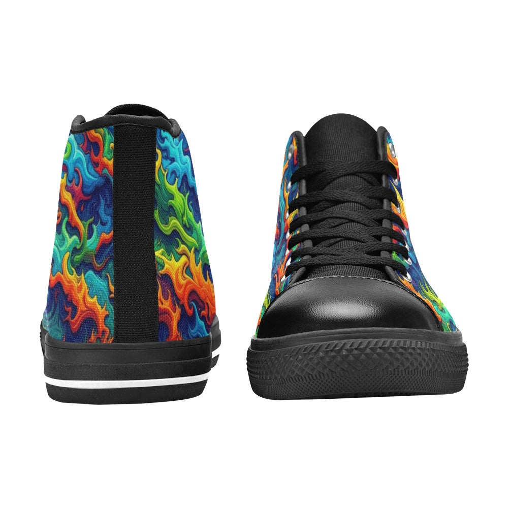 WOMEN'S Psychedelic Camo Rhythm High Top Canvas Y2K Sneakers