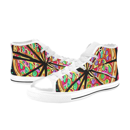 MEN'S Pizza Fantasy Art Men’S High Top Canvas Neon Fantasy Custom Shoes