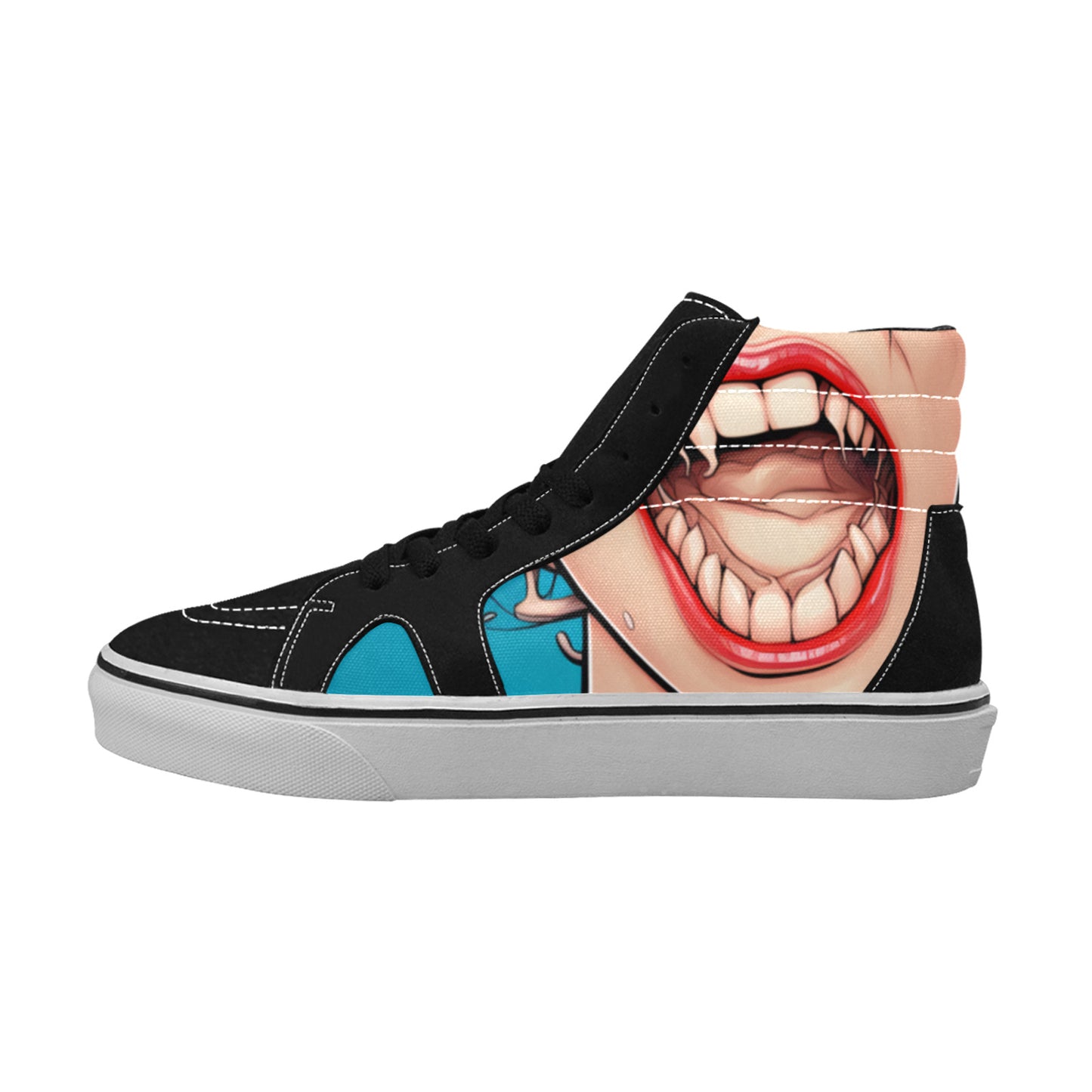 WOMEN'S Comic Mouth Art Two High Top Skateboarding Neon Fantasy Custom Sneakers