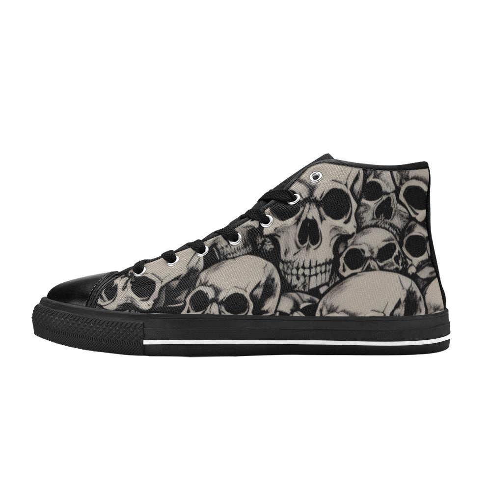 WOMEN'S Cc Retro Skulls Art High Top Canvas Vibrant Chaos Custom Shoes