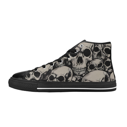 WOMEN'S Cc Retro Skulls Art High Top Canvas Vibrant Chaos Custom Shoes