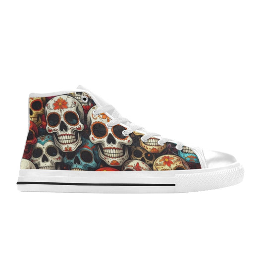 MEN'S Aggressive Comic Sugar Skull High Top Canvas Dark Academia Custom Shoes