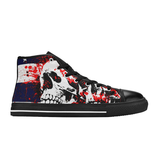 MEN'S Patriotic Splatter Skulls Men’S High Top Canvas Wallpaper Art Sneakers