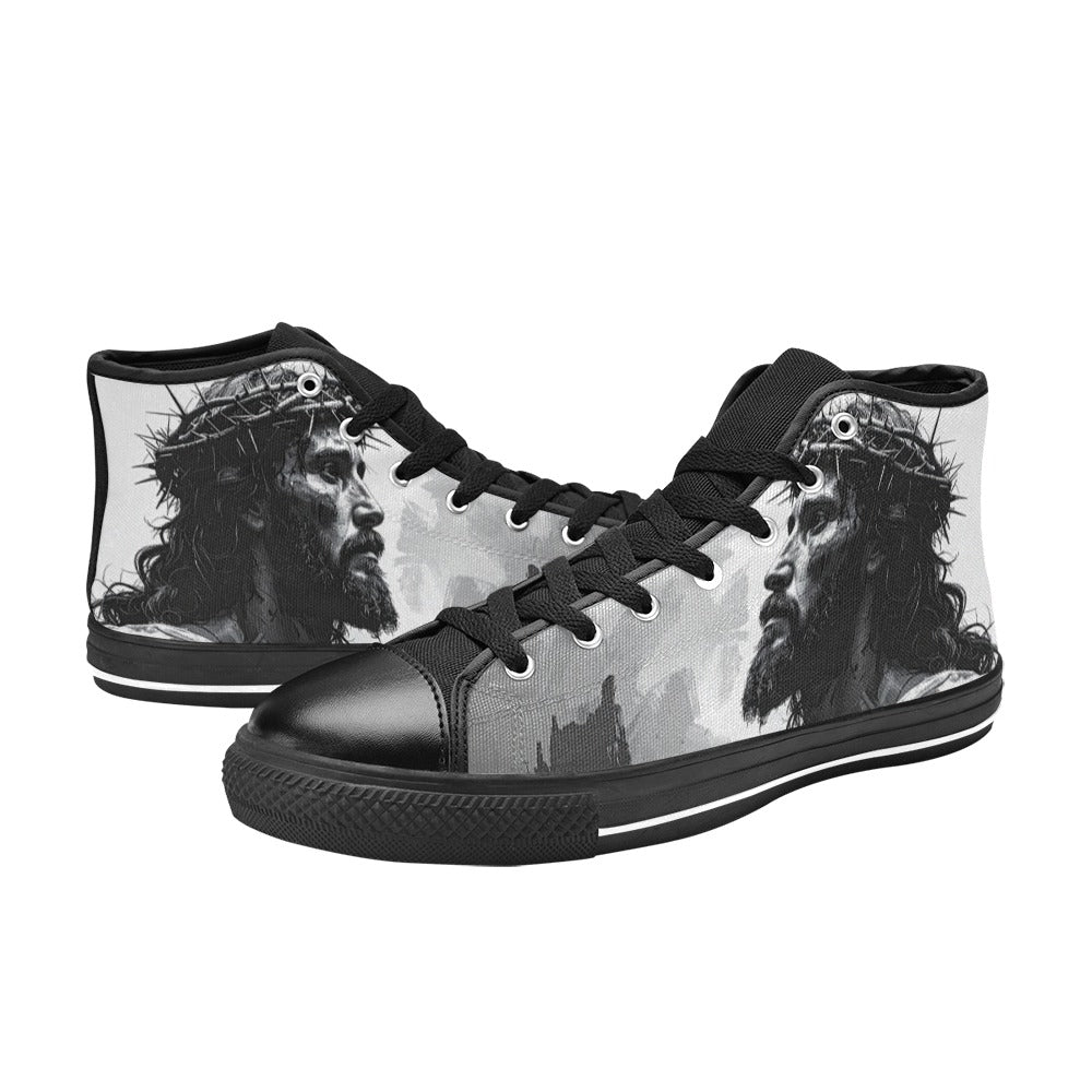 WOMEN'S Jesus_Ht_06 High Top Canvas Wallpaper Art Sneakers