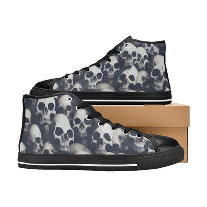 WOMEN'S Cc Skulls Greyscale Style High Top Canvas Y2K Custom Shoes