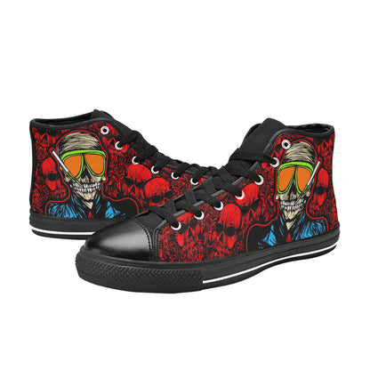 MEN'S Skull Red Men’S High Top Canvas Vibrant Chaos Custom Sneakers