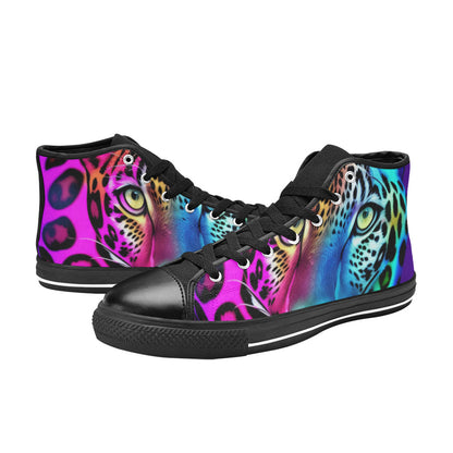 WOMEN'S Colored Leopard Print Art High Top Canvas Dreamcore Custom Shoes