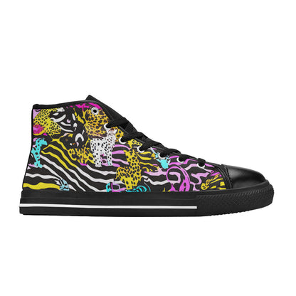 WOMEN'S Neon Animal Print High Top Canvas Dreamcore Custom Sneakers