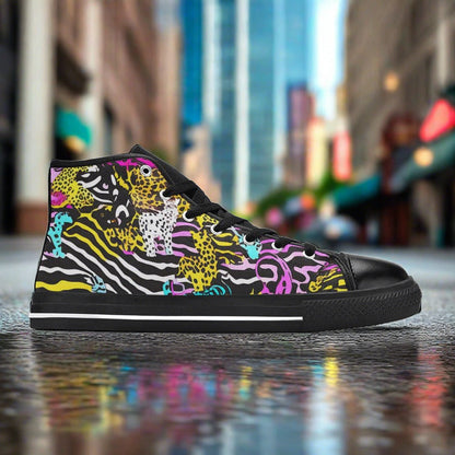 Jellyfish Silver Blue Vivid WOMEN Bold Art - Freaky Shoes | Custom Art Sneakers