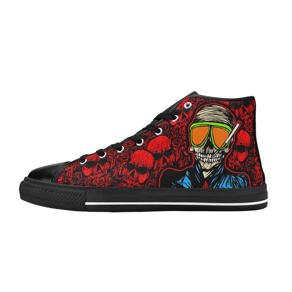 MEN'S Skull Red Men’S High Top Canvas Vibrant Chaos Custom Sneakers