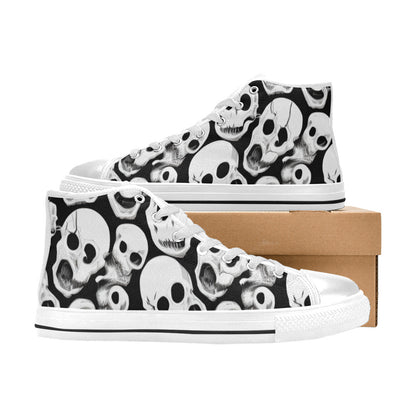 MEN'S Black Ink Skull Horror High Top Canvas Aesthetic Custom Shoes