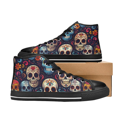 KIDS' Day Of Dead Sugar Skull High Top Canvas Y2K Custom Sneakers