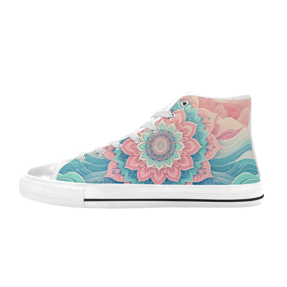 WOMEN'S Pastel Wave Mandala High Top Canvas Surreal Sneakers