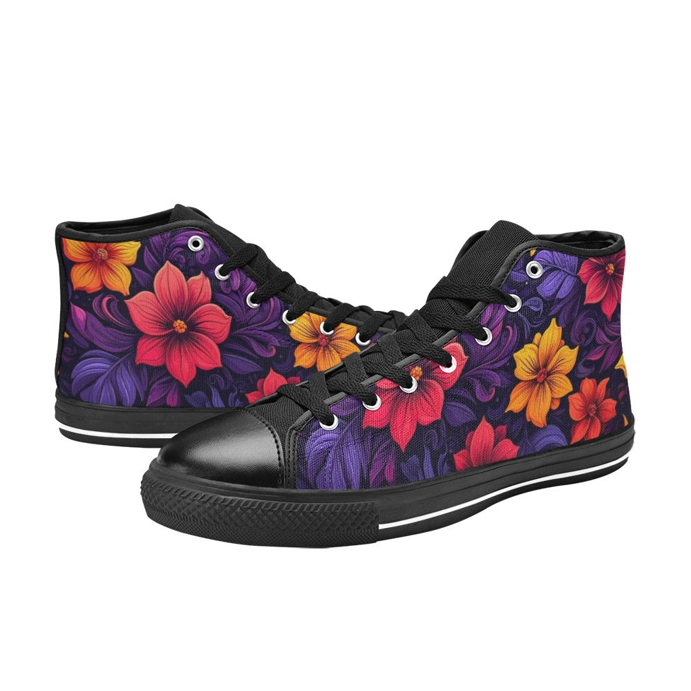 WOMEN'S Exotic Floral Weave High Top Canvas Y2K Sneakers