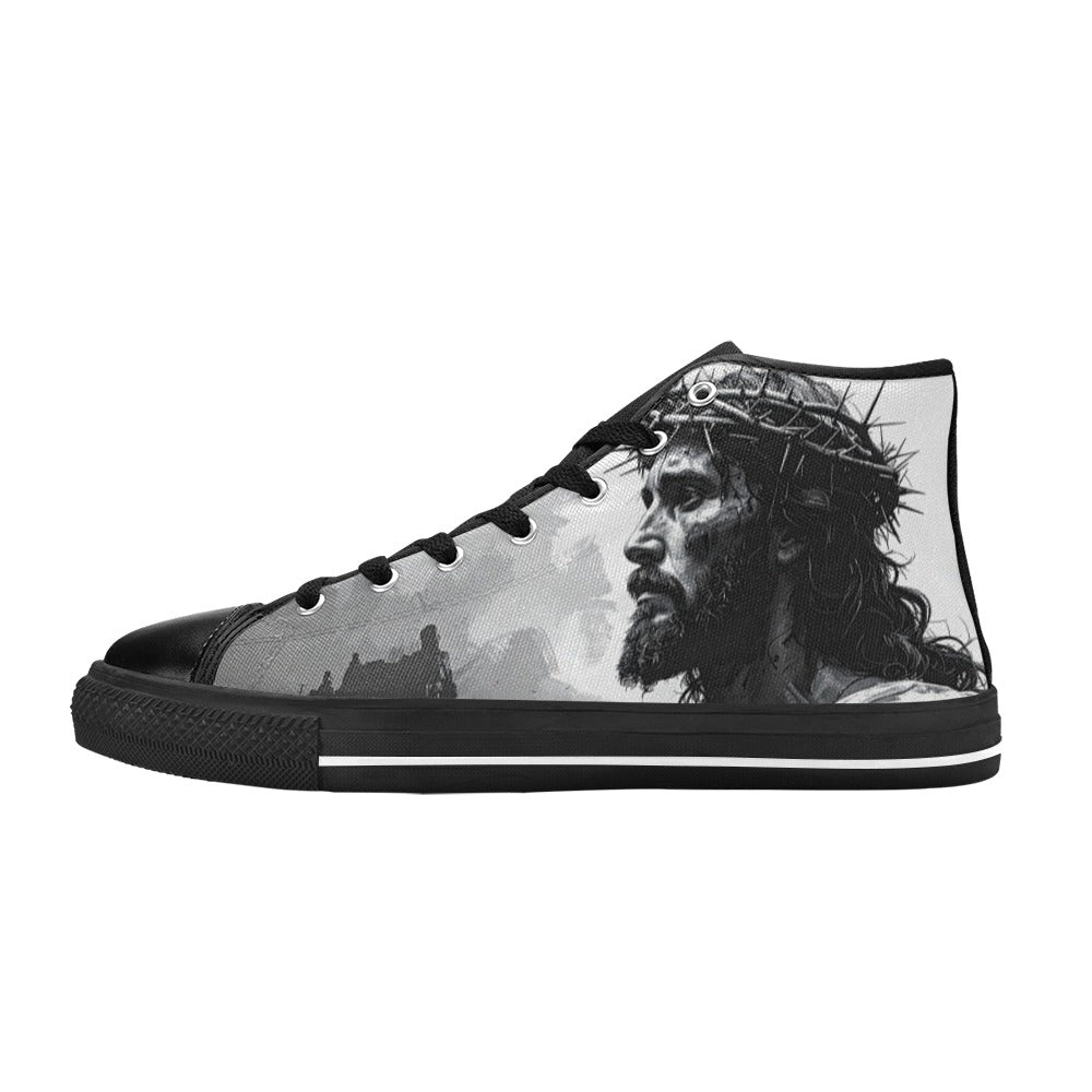 WOMEN'S Jesus_Ht_06 High Top Canvas Wallpaper Art Sneakers