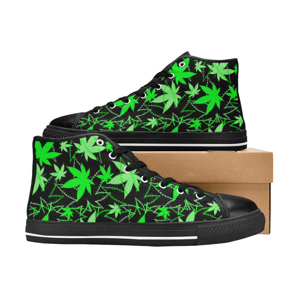 WOMEN'S Cc Weed 420 Art High Top Canvas Vibrant Chaos Custom Shoes