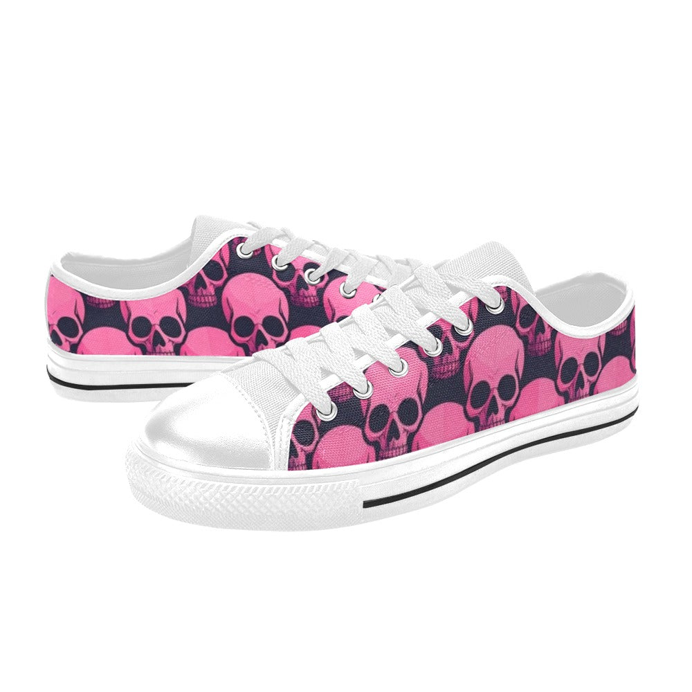 KIDS' Skull Underground Comix Black Low Top Canvas Vibrant Chaos Custom Shoes