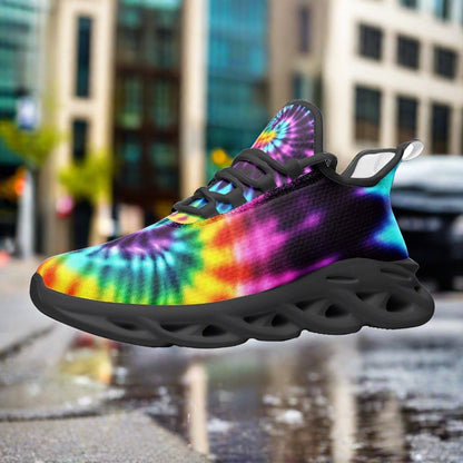 Custom Tie Dye high-top canvas shoes with bold all-over art — Freaky Shoes