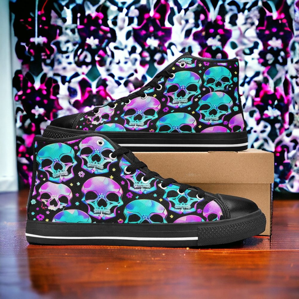 Cherry Blossom Orange Black Unique MEN Bold Art - Freaky Shoes | Custom Art Sneakers