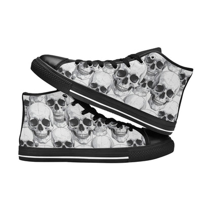 WOMEN'S Clean Skull Line Art High Top Canvas Vibrant Chaos Sneakers